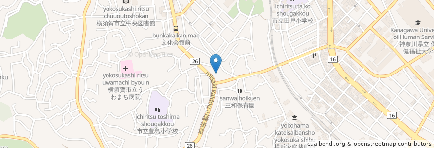 Mapa de ubicacion de kygnus en Japonya, 神奈川県, 横須賀市.