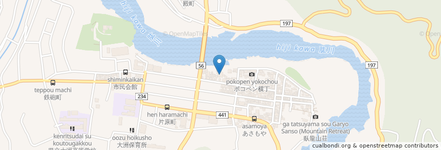 Mapa de ubicacion de 伊予銀行 en 日本, 愛媛県, 大洲市.