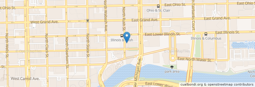 Mapa de ubicacion de 437 Rush en United States, Illinois, Chicago.