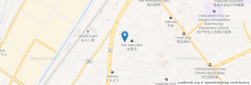 Mapa de ubicacion de 上本郷第一会館 en Japonya, 千葉県, 松戸市.
