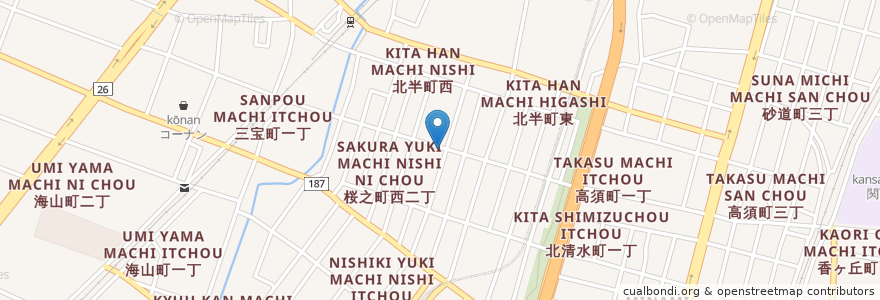 Mapa de ubicacion de 割烹魚喜久 en Japonya, 大阪府, 堺市, 堺区.