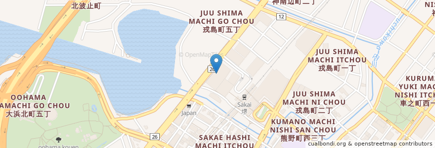 Mapa de ubicacion de Main Bar Foresail en ژاپن, 大阪府, 堺市, 堺区.
