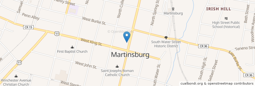 Mapa de ubicacion de Peking Restaurant en アメリカ合衆国, ウェストバージニア州, Berkeley County, Martinsburg.
