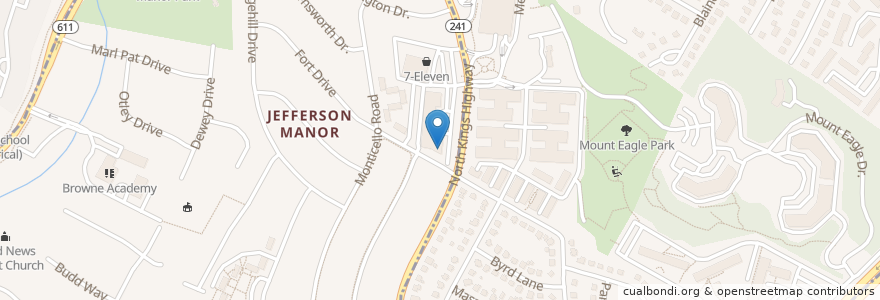 Mapa de ubicacion de Bob and Edith's en 미국, 버지니아, Fairfax County, Huntington.