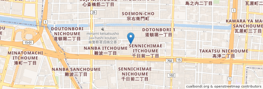 Mapa de ubicacion de Restau poulet miam en Giappone, Prefettura Di Osaka, 大阪市, 中央区.