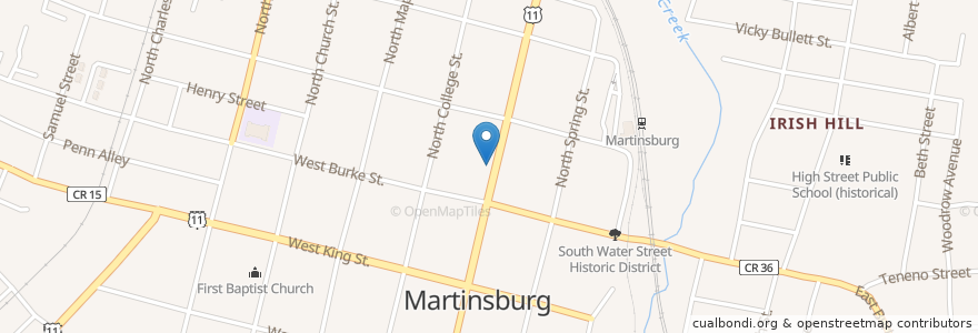 Mapa de ubicacion de Quenzel's Karate Self Defense Club en United States, West Virginia, Berkeley County, Martinsburg.