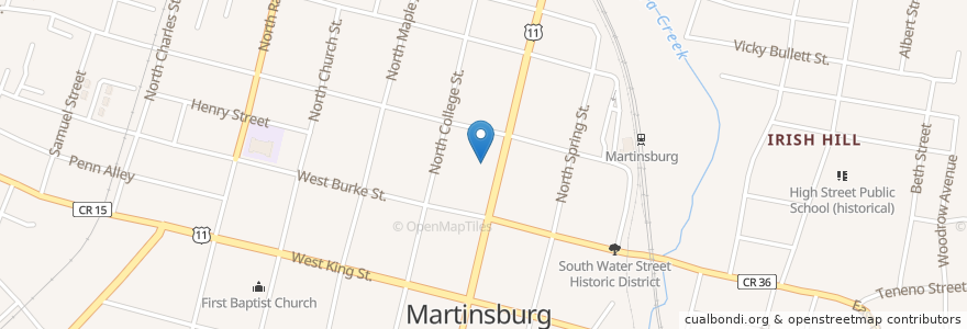 Mapa de ubicacion de Center Inc. en ایالات متحده آمریکا, ویرجینیای غربی, Berkeley County, Martinsburg.