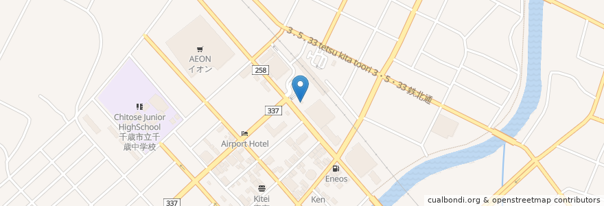 Mapa de ubicacion de 札幌方面千歳警察署 駅前交番 en Japan, Hokkaido Prefecture, Ishikari Subprefecture, Chitose.