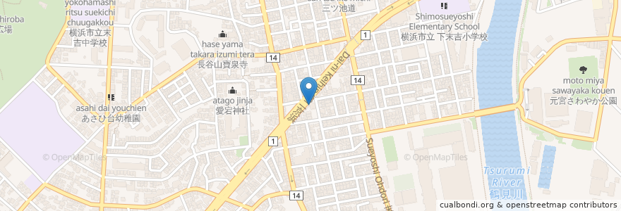 Mapa de ubicacion de Esso en Japonya, 神奈川県, 横浜市, 鶴見区.