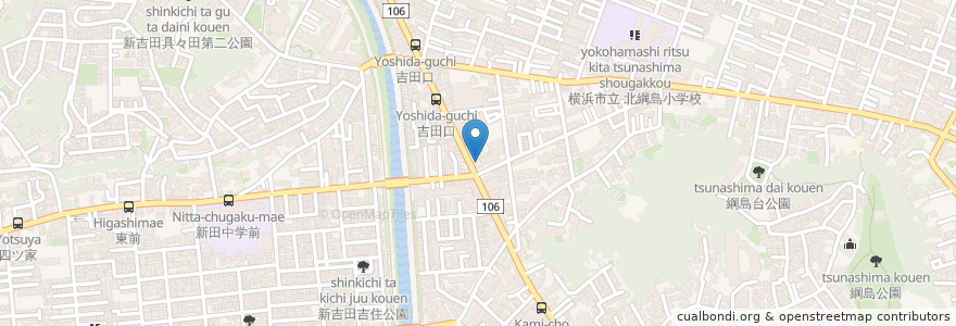 Mapa de ubicacion de Kygnus en Japan, Kanagawa Prefecture, Yokohama, Kohoku Ward.