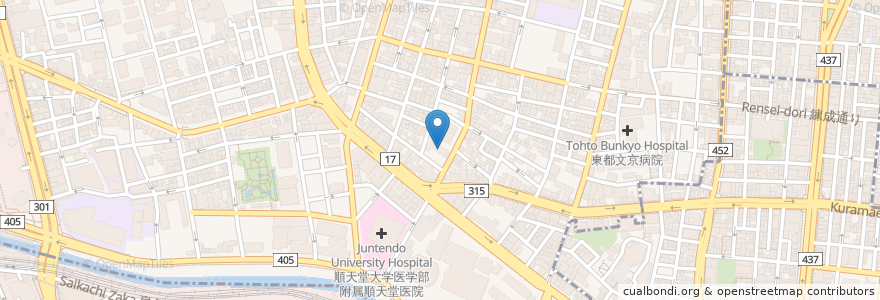 Mapa de ubicacion de 湯島児童館 en ژاپن, 東京都, 文京区.