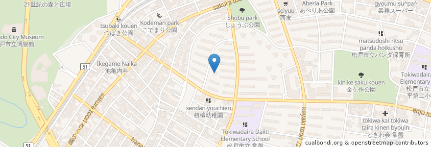 Mapa de ubicacion de 常盤平西集会所 en Japan, Präfektur Chiba, 松戸市.