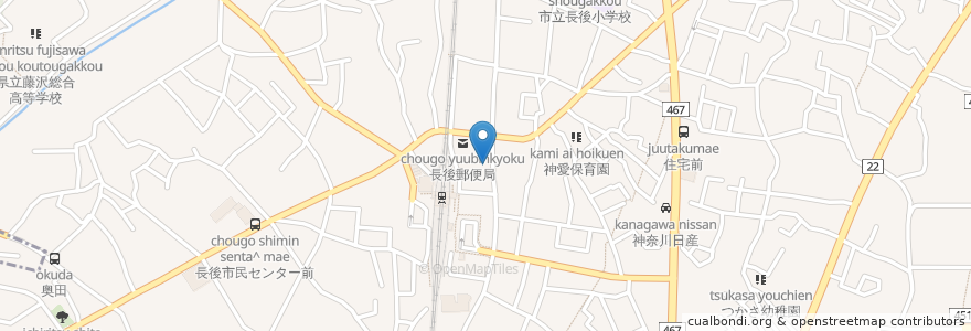 Mapa de ubicacion de ニューカトマンズキッチン長後店 en اليابان, كاناغاوا, 藤沢市.