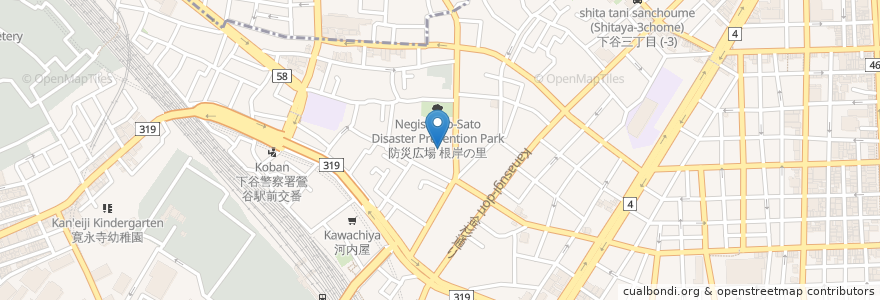 Mapa de ubicacion de 千手院 en Japan, 東京都, 台東区.
