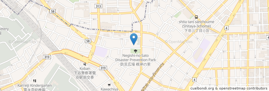 Mapa de ubicacion de 西蔵院 en 日本, 東京都, 台東区.