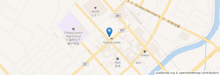Mapa de ubicacion de ファミリー歯科クリニック en Japan, 北海道, 石狩振興局, 千歳市.