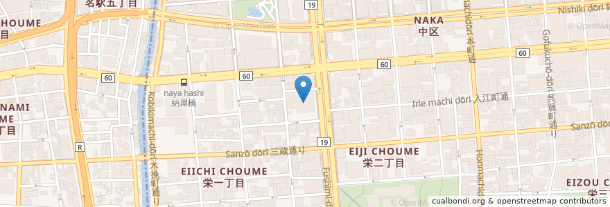 Mapa de ubicacion de 御園座 en 日本, 愛知県, 名古屋市, 中区.