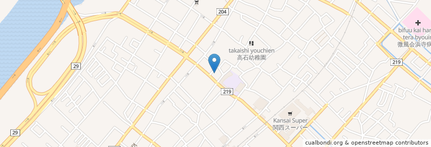 Mapa de ubicacion de 不断寺 en 日本, 大阪府, 高石市.