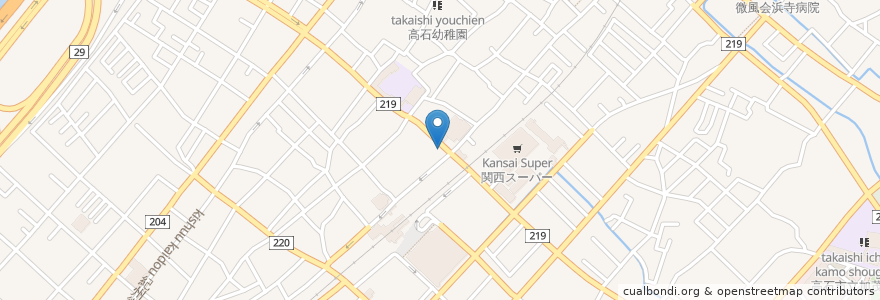 Mapa de ubicacion de てこや 高石駅前店 en Jepun, 大阪府, 高石市.