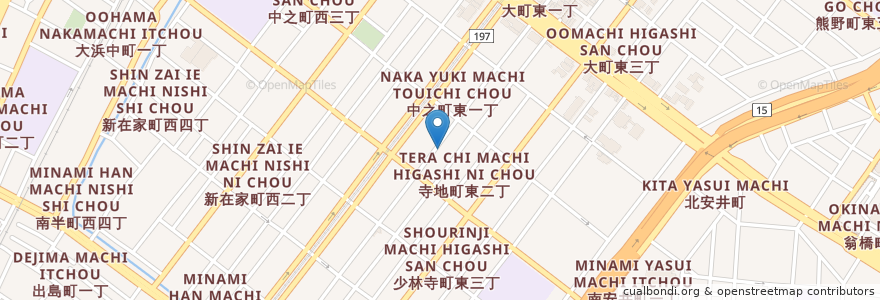 Mapa de ubicacion de Peeps en 日本, 大阪府, 堺市, 堺区.