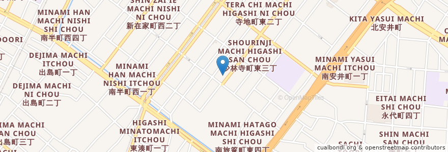 Mapa de ubicacion de 本伝寺 en 日本, 大阪府, 堺市, 堺区.