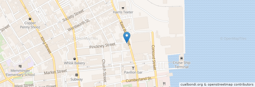 Mapa de ubicacion de Cane Rhum Bar en 美利坚合众国/美利堅合眾國, 南卡罗来纳州 / 南卡羅萊納州, Charleston County, Charleston.
