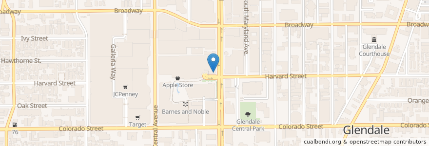 Mapa de ubicacion de Capital One Cafe en Amerika Birleşik Devletleri, Kaliforniya, Los Angeles County, Glendale.
