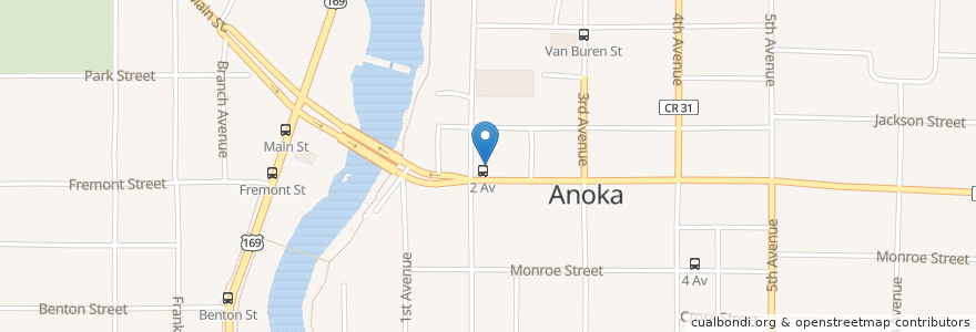 Mapa de ubicacion de UnBank en アメリカ合衆国, ミネソタ州, Anoka County, Anoka.