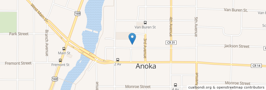 Mapa de ubicacion de Courtside Bar & Grill en United States, Minnesota, Anoka County, Anoka.