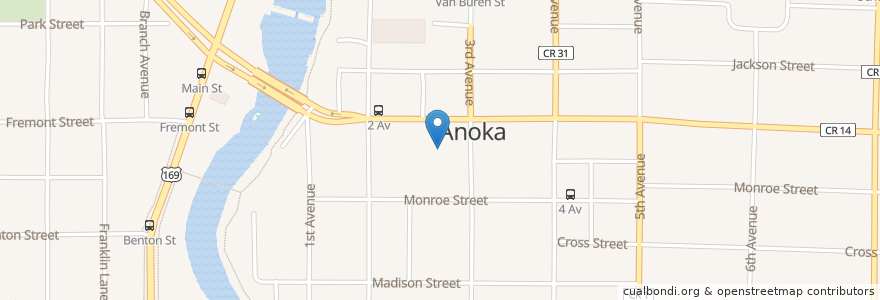 Mapa de ubicacion de Subway en United States, Minnesota, Anoka County, Anoka.