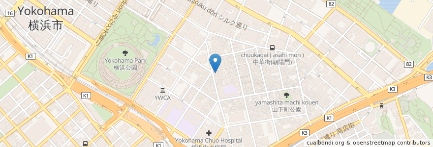 Mapa de ubicacion de the cafe en Japón, Prefectura De Kanagawa, Yokohama, Barrio Naka.