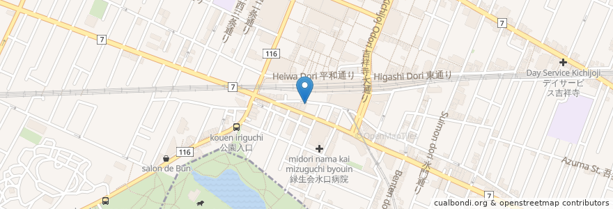 Mapa de ubicacion de 天下寿司 en Japón, Tokio, Musashino.