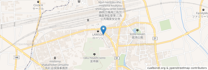Mapa de ubicacion de 豊丸水産 en 日本, 静岡県, 三島市.