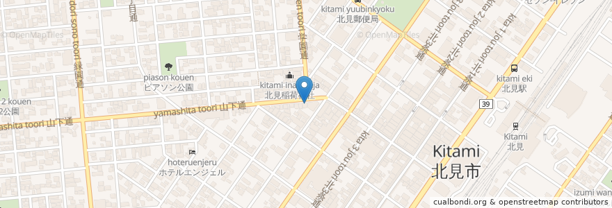 Mapa de ubicacion de 大昌園 en Japonya, 北海道, オホーツク総合振興局, 北見市.