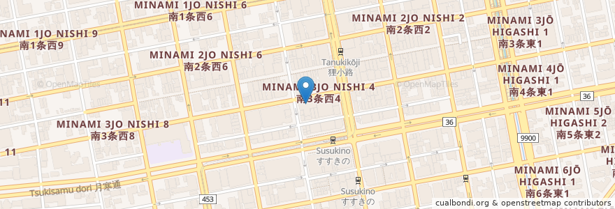 Mapa de ubicacion de ｷﾘﾝﾋﾞｰﾙ園 en Japan, Präfektur Hokkaido, 石狩振興局, 札幌市, 中央区.