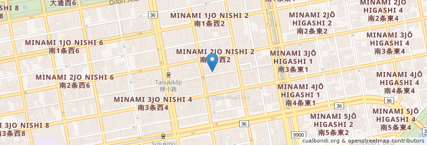 Mapa de ubicacion de 麦羊亭 en Japan, 北海道, 石狩振興局, Sapporo, 中央区.