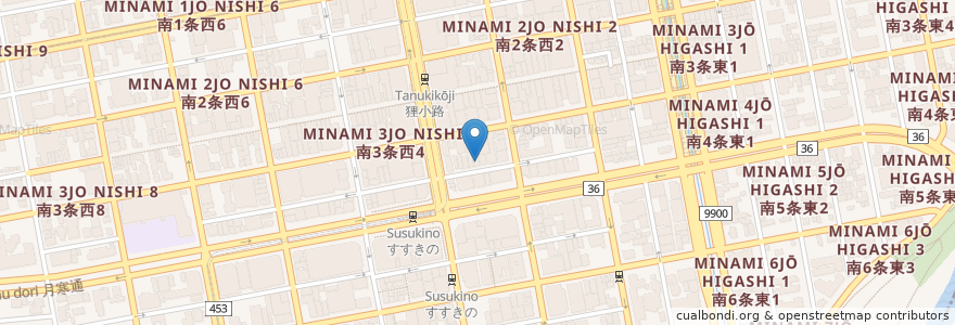 Mapa de ubicacion de 海味 羅臼料理 はちきょう en Japón, Prefectura De Hokkaidō, 石狩振興局, Sapporo, 中央区.