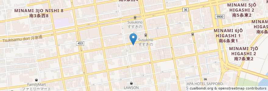 Mapa de ubicacion de 鬼武者 en Japon, Préfecture De Hokkaidō, 石狩振興局, 札幌市, 中央区.