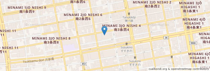 Mapa de ubicacion de 魚や一丁 en Japan, 北海道, 石狩振興局, Sapporo, 中央区.