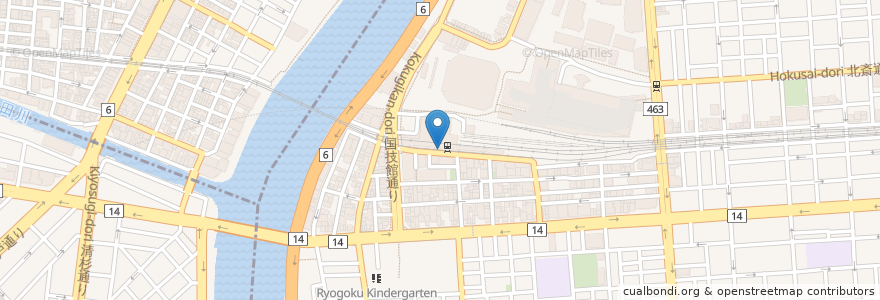 Mapa de ubicacion de ちゃんこ道場 en Japonya, 東京都, 墨田区.