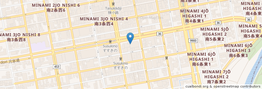 Mapa de ubicacion de もぐら en Japonya, 北海道, 石狩振興局, 札幌市, 中央区.