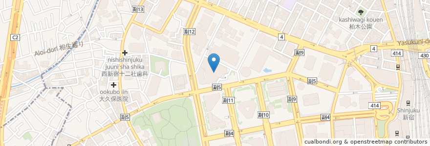 Mapa de ubicacion de チェッカーズ en 日本, 東京都, 新宿区.
