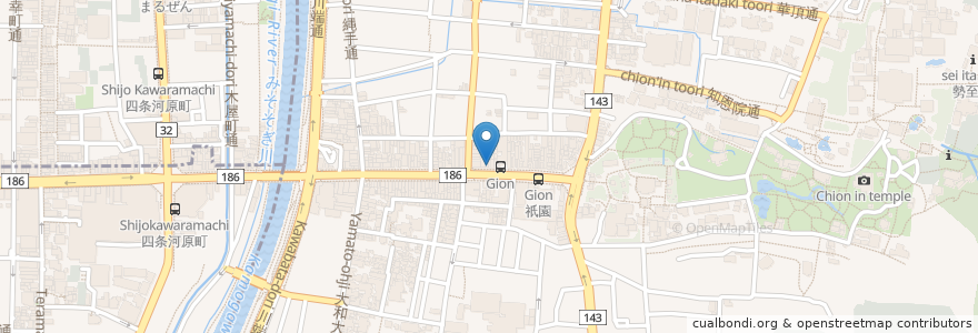Mapa de ubicacion de おおたや珈琲館 en اليابان, 京都府, 京都市, 東山区.
