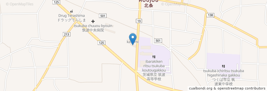 Mapa de ubicacion de 筑波銀行 en Giappone, Prefettura Di Ibaraki, つくば市.