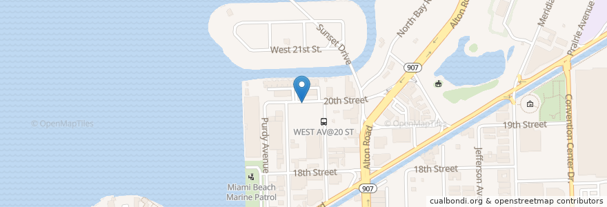 Mapa de ubicacion de CitiBike en Estados Unidos Da América, Flórida, Condado De Miami-Dade, Miami Beach.