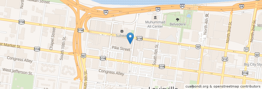 Mapa de ubicacion de 21c Museum Hotel Front Desk en Stati Uniti D'America, Kentucky, Jefferson County, Louisville.