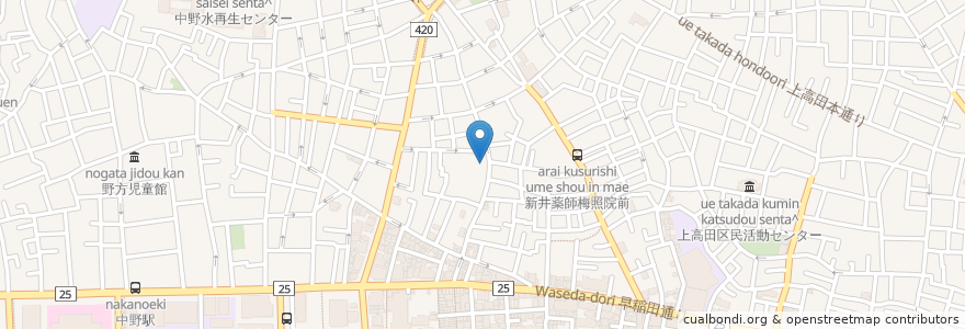 Mapa de ubicacion de たま川 en 日本, 東京都, 中野区.