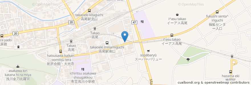 Mapa de ubicacion de びんびん 高尾店 en Japonya, 東京都, 八王子市.