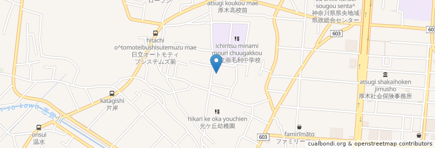 Mapa de ubicacion de 平正寺 en 日本, 神奈川県, 厚木市.