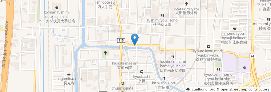 Mapa de ubicacion de 珈琲 美酔亭 en Jepun, 京都府, 京都市, 伏見区.